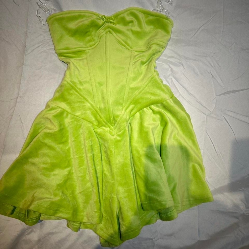 Lime green wide leg romper
